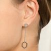Honeycomb Silver Tone Drop Earrings - Image 3