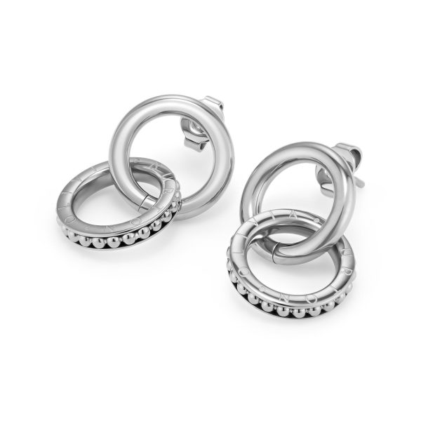 Amity Interlock Silver Tone Stud Earrings - Image 4