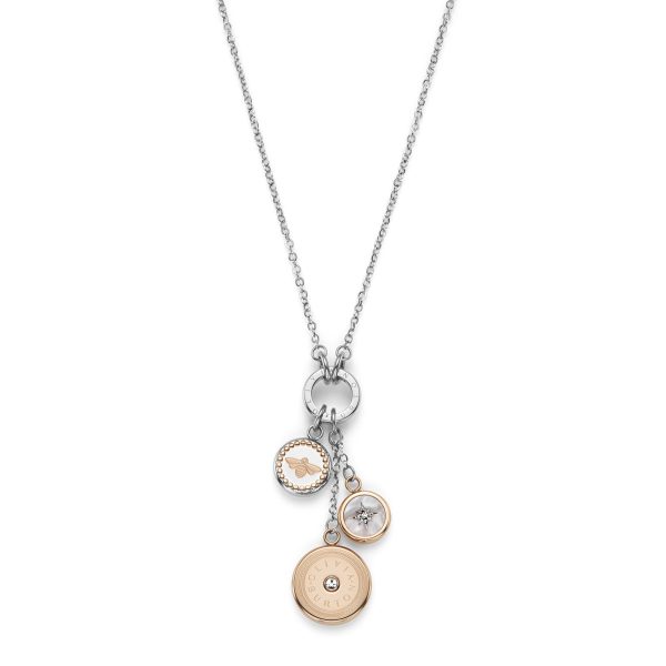 Bee and North Star Silver & Rose Gold Plated Charm Necklace