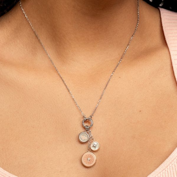 Bee and North Star Silver & Rose Gold Plated Charm Necklace - Image 3