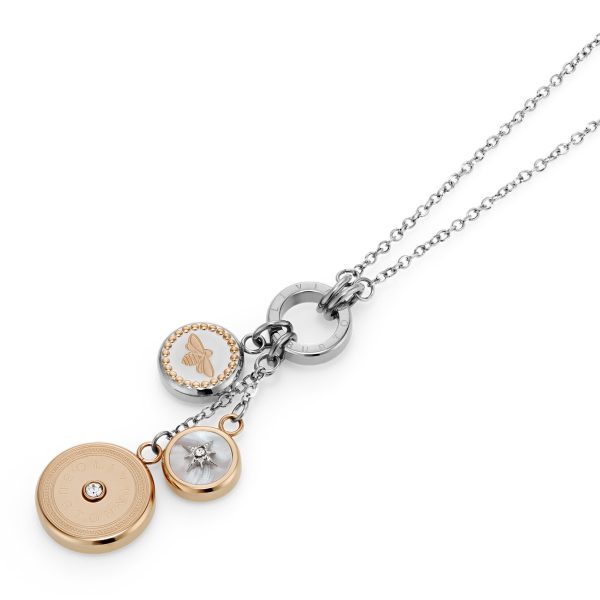 Bee and North Star Silver & Rose Gold Plated Charm Necklace - Image 4