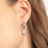 Bee Charm Silver Tone Hoop Earrings - Image 3