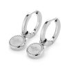Bee Charm Silver Tone Hoop Earrings - Image 4