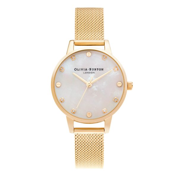 30mm White & Gold Mesh Watch