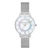 30mm White & Silver Mesh Watch