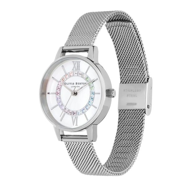 30mm White & Silver Mesh Watch - Image 2