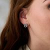 Silver Interlink Drop Stud Earrings - Image 3