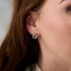 Rose Gold Interlink Drop Stud Earrings - Image 2
